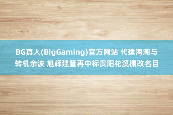 BG真人(BigGaming)官方网站 代建海潮与转机余波 旭辉建管再中标贵阳花溪棚改名目
