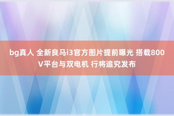 bg真人 全新良马i3官方图片提前曝光 搭载800V平台与双电机 行将追究发布