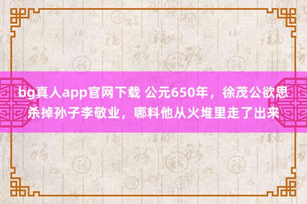 bg真人app官网下载 公元650年，徐茂公欲思杀掉孙子李敬业，哪料他从火堆里走了出来