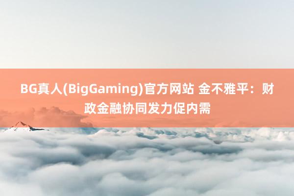 BG真人(BigGaming)官方网站 金不雅平：财政金融协同发力促内需