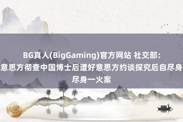 BG真人(BigGaming)官方网站 社交部：敦促好意思方彻查中国博士后遭好意思方约谈探究后自尽身一火案