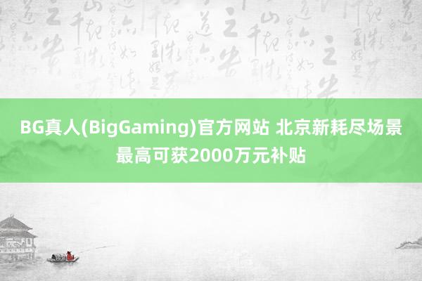 BG真人(BigGaming)官方网站 北京新耗尽场景最高可获2000万元补贴