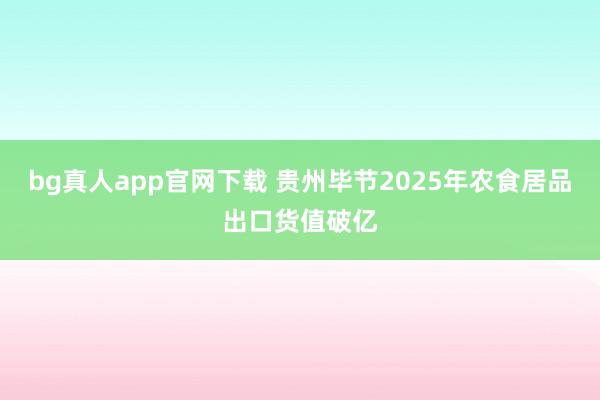 bg真人app官网下载 贵州毕节2025年农食居品出口货值破亿