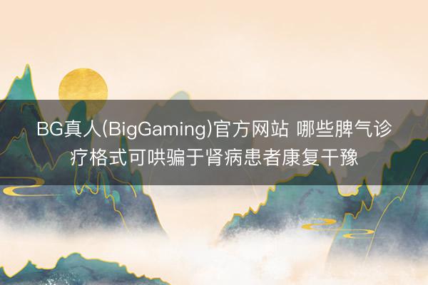BG真人(BigGaming)官方网站 哪些脾气诊疗格式可哄骗于肾病患者康复干豫