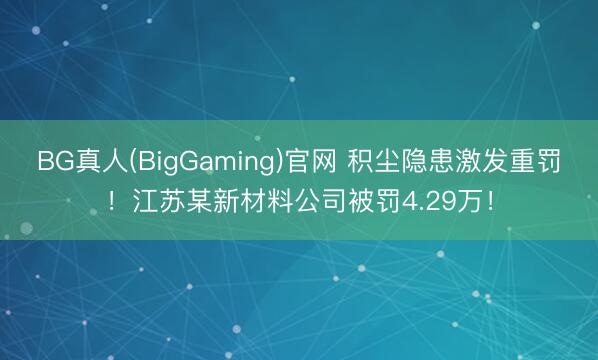 BG真人(BigGaming)官网 积尘隐患激发重罚！江苏某新材料公司被罚4.29万！