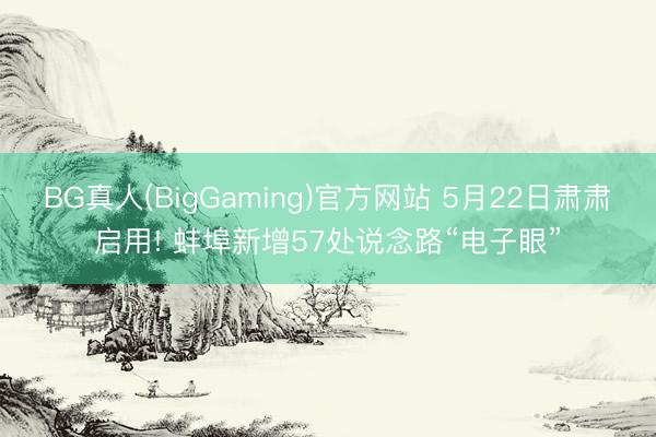 BG真人(BigGaming)官方网站 5月22日肃肃启用! 蚌埠新增57处说念路“电子眼”