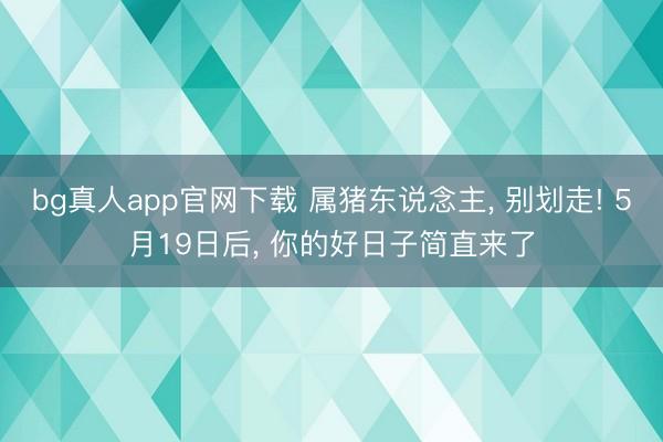 bg真人app官网下载 属猪东说念主， 别划走! 5月19日后， 你的好日子简直来了