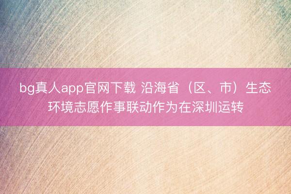 bg真人app官网下载 沿海省（区、市）生态环境志愿作事联动作为在深圳运转