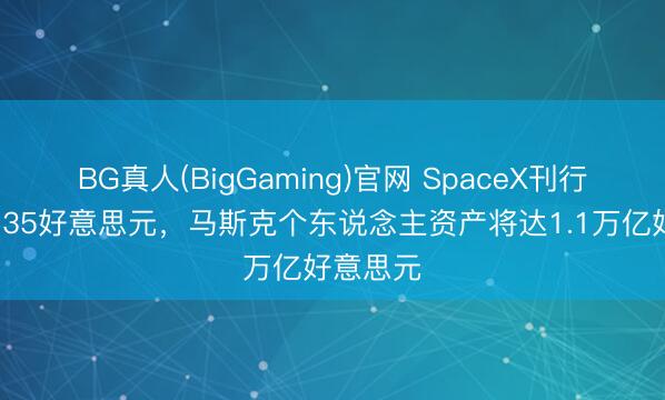 BG真人(BigGaming)官网 SpaceX刊行价敲定135好意思元，马斯克个东说念主资产将达1.1万亿好意思元