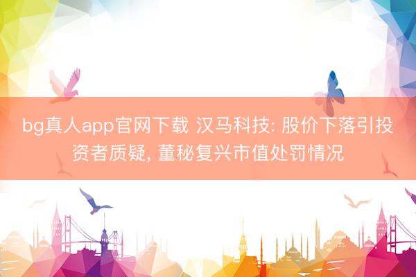 bg真人app官网下载 汉马科技: 股价下落引投资者质疑, 董秘复兴市值处罚情况