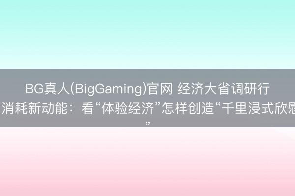 BG真人(BigGaming)官网 经济大省调研行｜消耗新动能：看“体验经济”怎样创造“千里浸式欣慰”