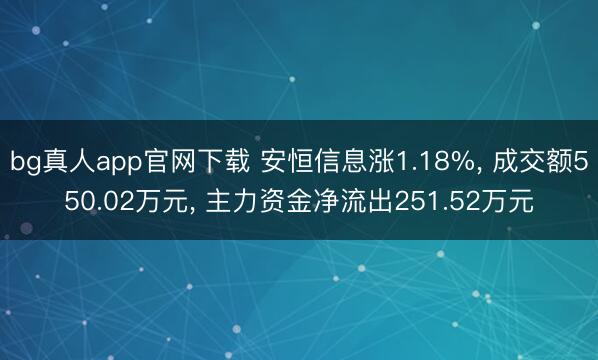 bg真人app官网下载 安恒信息涨1.18%, 成交额550.02万元, 主力资金净流出251.52万元