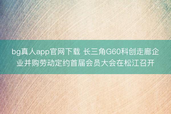 bg真人app官网下载 长三角G60科创走廊企业并购劳动定约首届会员大会在松江召开